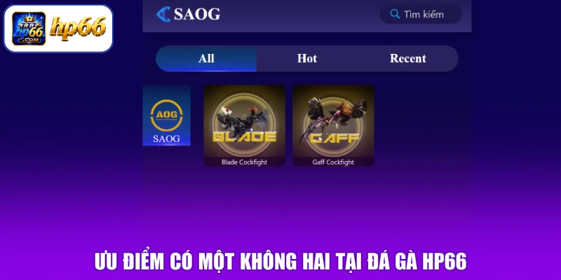 Ưu điểm có một không hai tại đá gà HP66